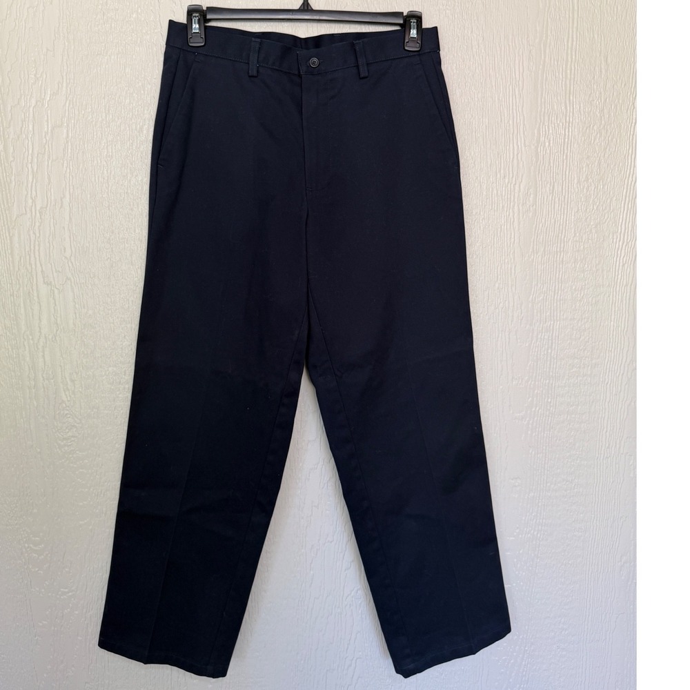 Dockers Mens Navy Blue Classic Fit Flat Front Chino Pants 32x30 100% Cotton EUC
